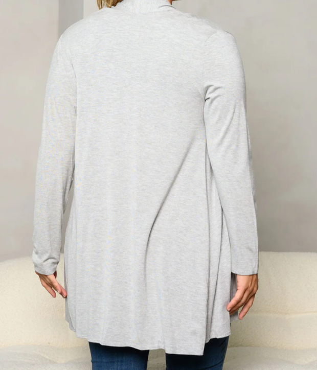 Lightweight Open Front Cardigan – Heather Gray