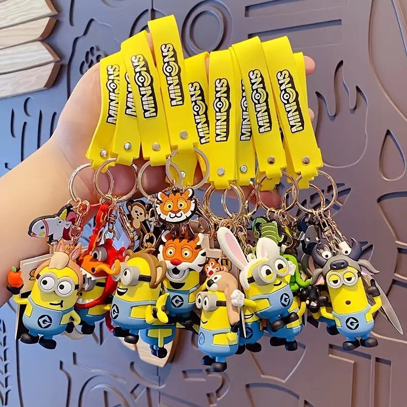 Adorable Minion-Themed Keychains with Fun Animal Characters