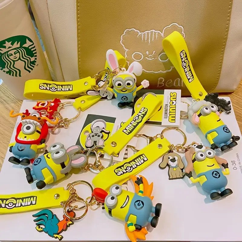 Adorable Minion-Themed Keychains with Fun Animal Characters