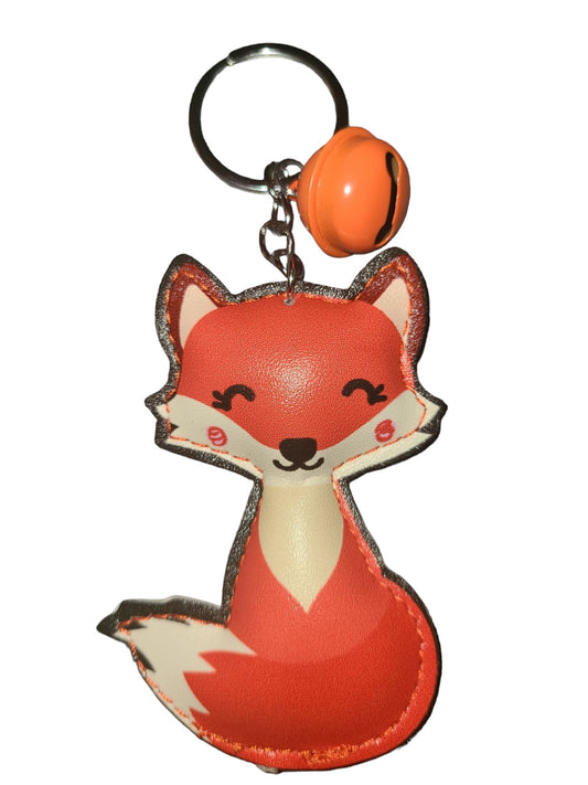 Cute Faux Leather Fox Keychain with Bell