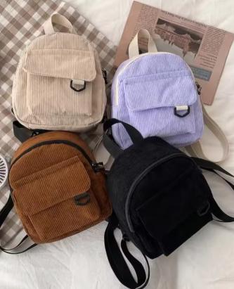 Trendy Corduroy Mini Backpack – Cute & Versatile for Everyday Use