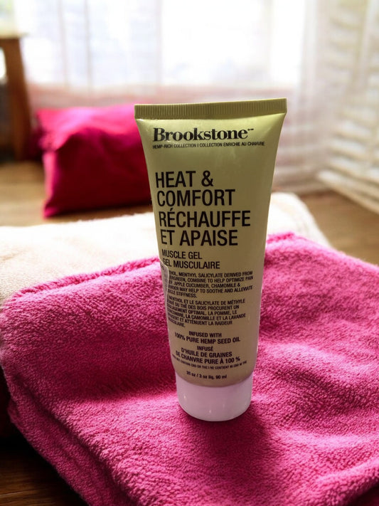 Brookstone Heat & Comfort Muscle Gel | Hemp-Rich Collection | 3 oz